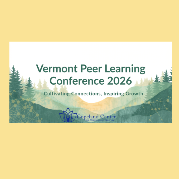 Yellow Background Vermont Peer Learning Conference 2026